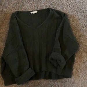 Green ribbed crop sweater